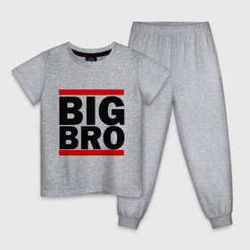Детская пижама хлопок с принтом BIG BRO , 100% хлопок |  брюки и футболка прямого кроя, без карманов, на брюках мягкая резинка на поясе и по низу штанин
 | Тематика изображения на принте: big bro | биг бро | бро
