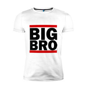 Мужская футболка премиум с принтом BIG BRO , 92% хлопок, 8% лайкра | приталенный силуэт, круглый вырез ворота, длина до линии бедра, короткий рукав | big bro | биг бро | бро