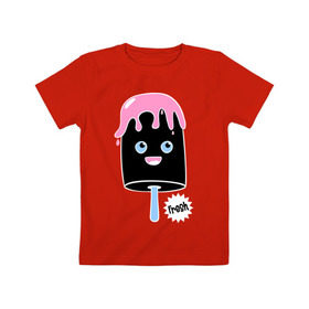 Детская футболка хлопок с принтом Fresh ice cream , 100% хлопок | круглый вырез горловины, полуприлегающий силуэт, длина до линии бедер | 