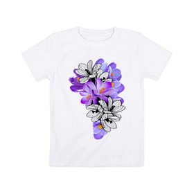 Детская футболка хлопок с принтом Krokus , 100% хлопок | круглый вырез горловины, полуприлегающий силуэт, длина до линии бедер | девушкам | крокус | лепестки | цветочки | цветы
