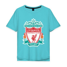 Мужская футболка хлопок Oversize с принтом Liverpool logo , 100% хлопок | свободный крой, круглый ворот, “спинка” длиннее передней части | ливерпуль