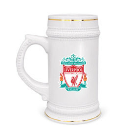 Кружка пивная с принтом Liverpool logo ,  керамика (Материал выдерживает высокую температуру, стоит избегать резкого перепада температур) |  объем 630 мл | ливерпуль