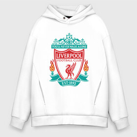 Мужское худи Oversize хлопок с принтом Liverpool logo , френч-терри — 70% хлопок, 30% полиэстер. Мягкий теплый начес внутри —100% хлопок | боковые карманы, эластичные манжеты и нижняя кромка, капюшон на магнитной кнопке | ливерпуль