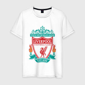 Мужская футболка хлопок с принтом Liverpool logo , 100% хлопок | прямой крой, круглый вырез горловины, длина до линии бедер, слегка спущенное плечо. | ливерпуль