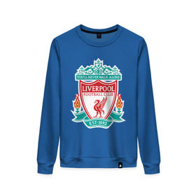 Женский свитшот хлопок с принтом Liverpool logo , 100% хлопок | прямой крой, круглый вырез, на манжетах и по низу широкая трикотажная резинка  | ливерпуль