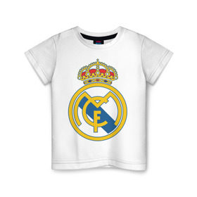 Детская футболка хлопок с принтом Real Madrid , 100% хлопок | круглый вырез горловины, полуприлегающий силуэт, длина до линии бедер | real madrid | реал | реал мадрид | фанаты | фк | футбол | футбольные клубы | футбольным фанатам