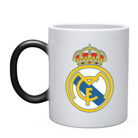 Кружка хамелеон с принтом Real Madrid , керамика | меняет цвет при нагревании, емкость 330 мл | Тематика изображения на принте: real madrid | реал | реал мадрид | фанаты | фк | футбол | футбольные клубы | футбольным фанатам