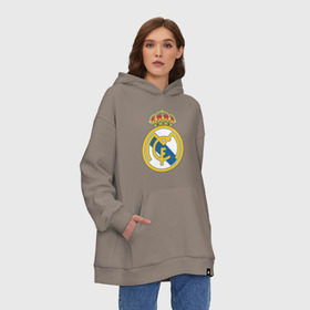 Худи SuperOversize хлопок с принтом Real Madrid , 70% хлопок, 30% полиэстер, мягкий начес внутри | карман-кенгуру, эластичная резинка на манжетах и по нижней кромке, двухслойный капюшон
 | real madrid | реал | реал мадрид | фанаты | фк | футбол | футбольные клубы | футбольным фанатам