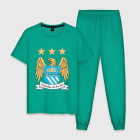 Мужская пижама хлопок с принтом Манчестер Сити , 100% хлопок | брюки и футболка прямого кроя, без карманов, на брюках мягкая резинка на поясе и по низу штанин
 | manchester city | болельщикам | для болельщиков | манчестер сити | фк | футбол | футбольные клубы