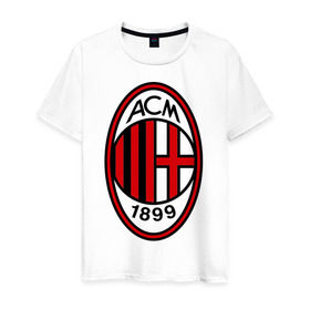Мужская футболка хлопок с принтом ФК Милан , 100% хлопок | прямой крой, круглый вырез горловины, длина до линии бедер, слегка спущенное плечо. | milan | болельщикам | для болельщиков | милан | фк | фк милан | футбол | футбольные клубы