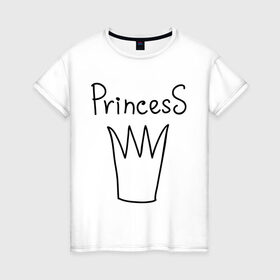 Женская футболка хлопок с принтом PrincesS picture , 100% хлопок | прямой крой, круглый вырез горловины, длина до линии бедер, слегка спущенное плечо | princess | девушкам | для девушек | корона | подарок девушке