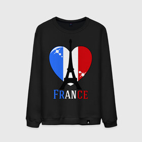 Мужской свитшот хлопок с принтом Люблю Францию , 100% хлопок |  | france | i love france | париж | франция | эйвелева башня | я люблю францию