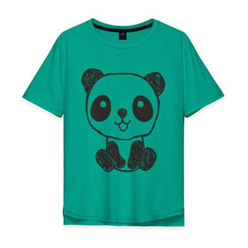 Мужская футболка хлопок Oversize с принтом Панда рисунок , 100% хлопок | свободный крой, круглый ворот, “спинка” длиннее передней части | панда