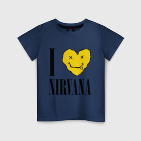 Детская футболка хлопок с принтом I love Nirvana , 100% хлопок | круглый вырез горловины, полуприлегающий силуэт, длина до линии бедер | Тематика изображения на принте: i love nirvana | nirvana | нирвана | я люблю нирвану