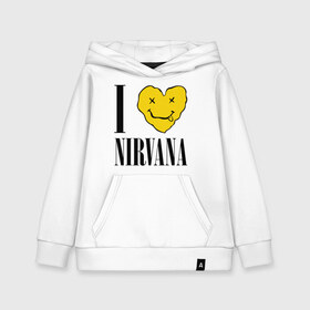 Детская толстовка хлопок с принтом I love Nirvana , 100% хлопок | Круглый горловой вырез, эластичные манжеты, пояс, капюшен | Тематика изображения на принте: i love nirvana | nirvana | нирвана | я люблю нирвану