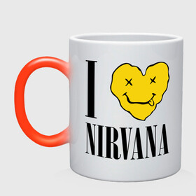 Кружка хамелеон с принтом I love Nirvana , керамика | меняет цвет при нагревании, емкость 330 мл | i love nirvana | nirvana | нирвана | я люблю нирвану