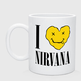 Кружка с принтом I love Nirvana , керамика | объем — 330 мл, диаметр — 80 мм. Принт наносится на бока кружки, можно сделать два разных изображения | Тематика изображения на принте: i love nirvana | nirvana | нирвана | я люблю нирвану