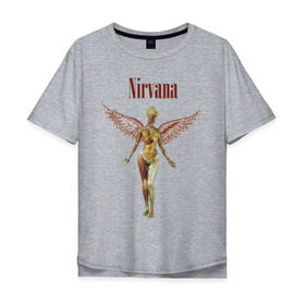 Мужская футболка хлопок Oversize с принтом Like an angel , 100% хлопок | свободный крой, круглый ворот, “спинка” длиннее передней части | kurt kobain | nirvana | курт кобейн | музыкальные группы | нирвана | рок группы
