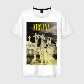 Мужская футболка хлопок с принтом Nirvana Poster , 100% хлопок | прямой крой, круглый вырез горловины, длина до линии бедер, слегка спущенное плечо. | Тематика изображения на принте: kurt kobain | nirvana | курт кобейн | музыкальные группы | нирвана | рок группы