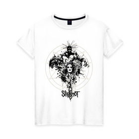 Женская футболка хлопок с принтом Slipknot illustration masks , 100% хлопок | прямой крой, круглый вырез горловины, длина до линии бедер, слегка спущенное плечо | metall | punk | rock | slipknot | метал | металл | нью метал | панк | панк рок | рок | слипкнот