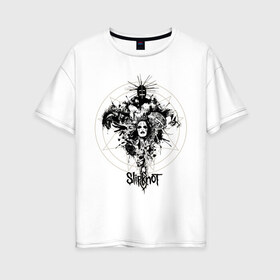 Женская футболка хлопок Oversize с принтом Slipknot illustration masks , 100% хлопок | свободный крой, круглый ворот, спущенный рукав, длина до линии бедер
 | metall | punk | rock | slipknot | метал | металл | нью метал | панк | панк рок | рок | слипкнот