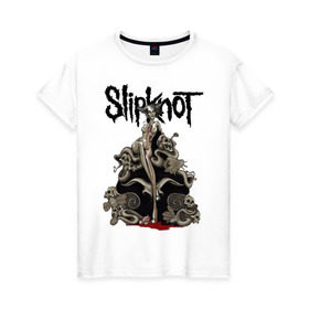 Женская футболка хлопок с принтом Slipknot illustration skulls , 100% хлопок | прямой крой, круглый вырез горловины, длина до линии бедер, слегка спущенное плечо | metall | punk | rock | slipknot | метал | металл | нью метал | панк | панк рок | рок | слипкнот