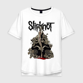 Мужская футболка хлопок Oversize с принтом Slipknot illustration skulls , 100% хлопок | свободный крой, круглый ворот, “спинка” длиннее передней части | metall | punk | rock | slipknot | метал | металл | нью метал | панк | панк рок | рок | слипкнот