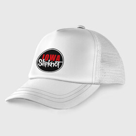 Детская кепка тракер с принтом Slipknot iowa logo , Козырек - 100% хлопок. Кепка - 100% полиэстер, Задняя часть - сетка | универсальный размер, пластиковая застёжка | metall | punk | rock | slipknot | метал | металл | нью метал | панк | панк рок | рок | слипкнот