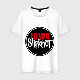 Мужская футболка хлопок с принтом Slipknot iowa logo , 100% хлопок | прямой крой, круглый вырез горловины, длина до линии бедер, слегка спущенное плечо. | metall | punk | rock | slipknot | метал | металл | нью метал | панк | панк рок | рок | слипкнот
