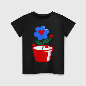 Детская футболка хлопок с принтом Цветочек любви , 100% хлопок | круглый вырез горловины, полуприлегающий силуэт, длина до линии бедер | для семьи | комплект семейный | ребенок | семейные | цветочек любви