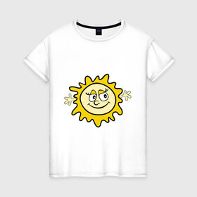 Женская футболка хлопок с принтом Солнышко мама , 100% хлопок | прямой крой, круглый вырез горловины, длина до линии бедер, слегка спущенное плечо | для семьи | комплект семейный | мама | семейные | солнце