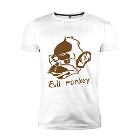Мужская футболка премиум с принтом Evil monkey (злая обезьяна) , 92% хлопок, 8% лайкра | приталенный силуэт, круглый вырез ворота, длина до линии бедра, короткий рукав | Тематика изображения на принте: monkey | животные | мартышка | обезьяна