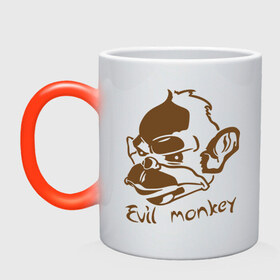 Кружка хамелеон с принтом Evil monkey (злая обезьяна) , керамика | меняет цвет при нагревании, емкость 330 мл | monkey | животные | мартышка | обезьяна