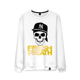 Мужской свитшот хлопок с принтом Fresh  `til Death , 100% хлопок |  | new york yankees | swag | сваг | свог | свэг | череп