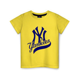 Детская футболка хлопок с принтом NY - Yankees , 100% хлопок | круглый вырез горловины, полуприлегающий силуэт, длина до линии бедер | new york yankees | swag | нью йорк янкис | сваг | свэг