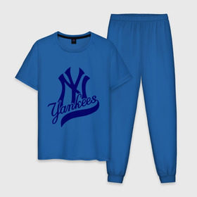 Мужская пижама хлопок с принтом NY - Yankees , 100% хлопок | брюки и футболка прямого кроя, без карманов, на брюках мягкая резинка на поясе и по низу штанин
 | new york yankees | swag | нью йорк янкис | сваг | свэг