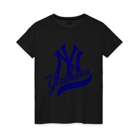 Женская футболка хлопок с принтом NY - Yankees , 100% хлопок | прямой крой, круглый вырез горловины, длина до линии бедер, слегка спущенное плечо | new york yankees | swag | нью йорк янкис | сваг | свэг