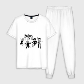 Мужская пижама хлопок с принтом The Beatles time , 100% хлопок | брюки и футболка прямого кроя, без карманов, на брюках мягкая резинка на поясе и по низу штанин
 | beatles | битлз | битлс | время битлов