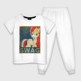 Детская пижама хлопок с принтом Rainbow Dash SWAG , 100% хлопок |  брюки и футболка прямого кроя, без карманов, на брюках мягкая резинка на поясе и по низу штанин
 | swag | пони | радуга | сваг | свог | свэг