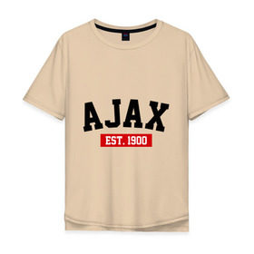 Мужская футболка хлопок Oversize с принтом FC Ajax Est. 1900 , 100% хлопок | свободный крой, круглый ворот, “спинка” длиннее передней части | Тематика изображения на принте: fc ajax est. 1900 | аякс | фк ajax | фк аякс