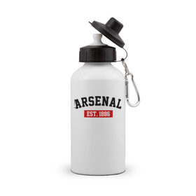 Бутылка спортивная с принтом FC Arsenal Est. 1886 , металл | емкость — 500 мл, в комплекте две пластиковые крышки и карабин для крепления | арсенал