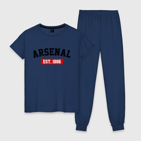 Женская пижама хлопок с принтом FC Arsenal Est 1886 , 100% хлопок | брюки и футболка прямого кроя, без карманов, на брюках мягкая резинка на поясе и по низу штанин | арсенал