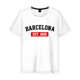 Мужская футболка хлопок с принтом FC Barcelona Est. 1899 , 100% хлопок | прямой крой, круглый вырез горловины, длина до линии бедер, слегка спущенное плечо. | Тематика изображения на принте: barcelona | fc barcelona | барселона | фк барселона