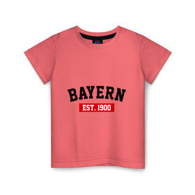 Детская футболка хлопок с принтом FC Bayern Est. 1900 , 100% хлопок | круглый вырез горловины, полуприлегающий силуэт, длина до линии бедер | Тематика изображения на принте: bayern | fc bayern | fc bayern est 1900 | баерн