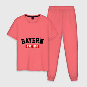 Мужская пижама хлопок с принтом FC Bayern Est. 1900 , 100% хлопок | брюки и футболка прямого кроя, без карманов, на брюках мягкая резинка на поясе и по низу штанин
 | bayern | fc bayern | fc bayern est 1900 | баерн
