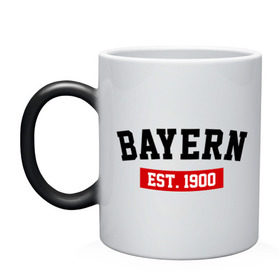 Кружка хамелеон с принтом FC Bayern Est. 1900 , керамика | меняет цвет при нагревании, емкость 330 мл | bayern | fc bayern | fc bayern est 1900 | баерн