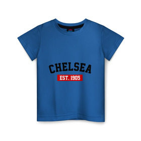 Детская футболка хлопок с принтом FC Chelsea Est. 1905 , 100% хлопок | круглый вырез горловины, полуприлегающий силуэт, длина до линии бедер | chelsea | fc chelsea | fc chelsea est 1905 | фк chelsea | фк челси | челси