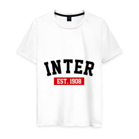 Мужская футболка хлопок с принтом FC Inter Est. 1908 , 100% хлопок | прямой крой, круглый вырез горловины, длина до линии бедер, слегка спущенное плечо. | fc inter | fc inter est 1908 | inter | интер | фк интер