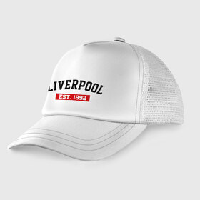 Детская кепка тракер с принтом FC Liverpool Est 1892 , Козырек - 100% хлопок. Кепка - 100% полиэстер, Задняя часть - сетка | универсальный размер, пластиковая застёжка | ливерпуль