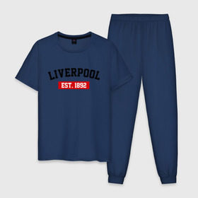 Мужская пижама хлопок с принтом FC Liverpool Est. 1892 , 100% хлопок | брюки и футболка прямого кроя, без карманов, на брюках мягкая резинка на поясе и по низу штанин
 | Тематика изображения на принте: ливерпуль